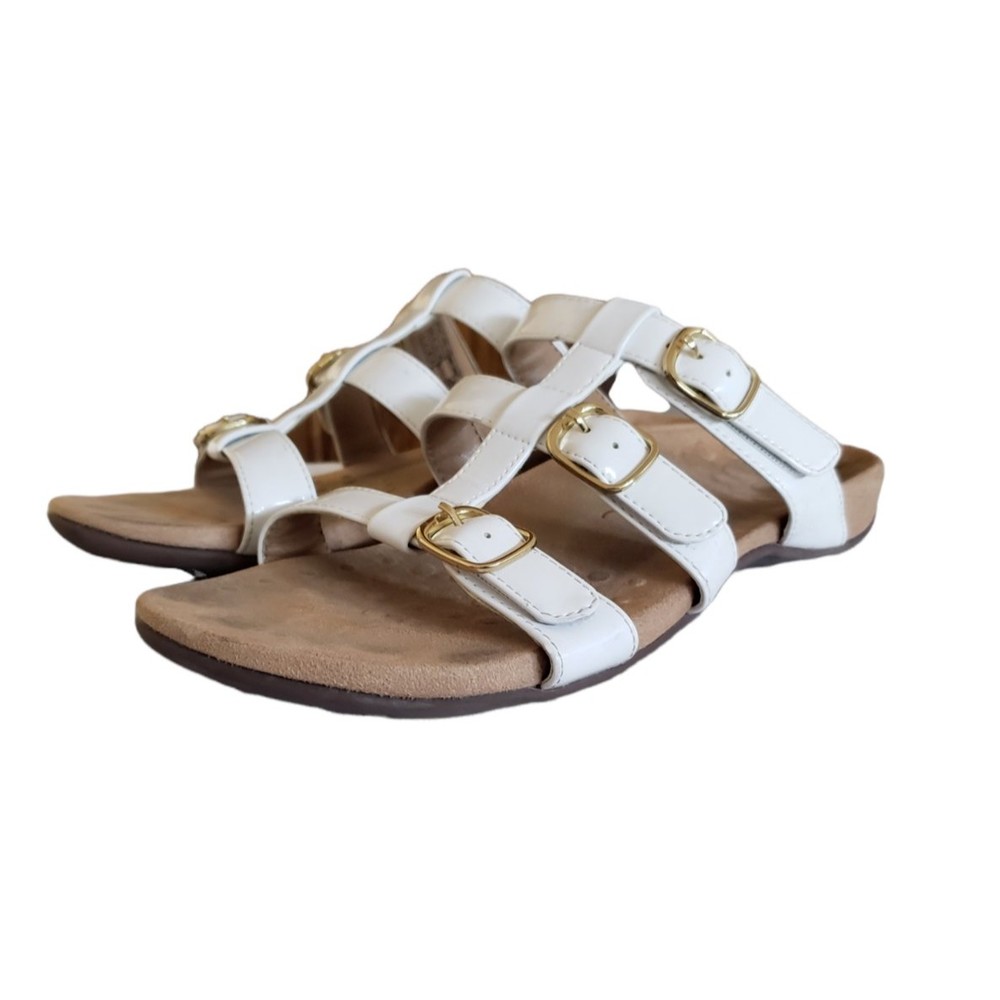 Vionic Misa Slip On Open Toe Sandal Shoes White Women's Size 8
